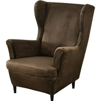TOPCHANCES Wingback Armchair Slipcovers, Stretch Velvet Wing Chair Cover (Coffee)