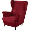 thumbnail image 1 of TOPCHANCES Wingback Armchair Slipcovers, Stretch Velvet Wing Chair Cover (Wine Red), 1 of 6