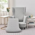 thumbnail image 1 of TOPCHANCES Wingback Chair Slipcovers, Stretch Jacquard Wing Chair Cover with Cushion Cover, Armchair Protector for Living Room Bedroom (Light Gray), 1 of 10