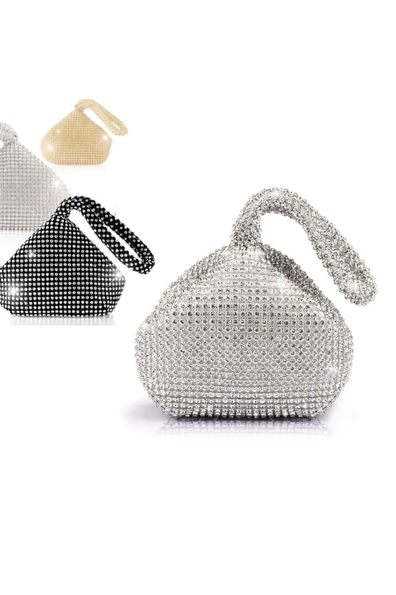 Women's Evening Clutch Bag Triangle Full Rhinestones Party Prom Wedding Purse Carrying