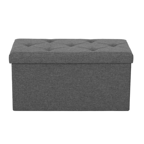 TOPCOMFY 76PE Ottoman Storage with Thicker Foam Padded Seat, Folding Design, Linen for Living Room