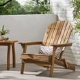 thumbnail image 1 of TOPCOMFY Adirondack Chair Folding Wooden Outdoor Patio Garden Deck Fire Pit Seating with Slatted Back and Wide Armrests Teak Finish, 1 of 5