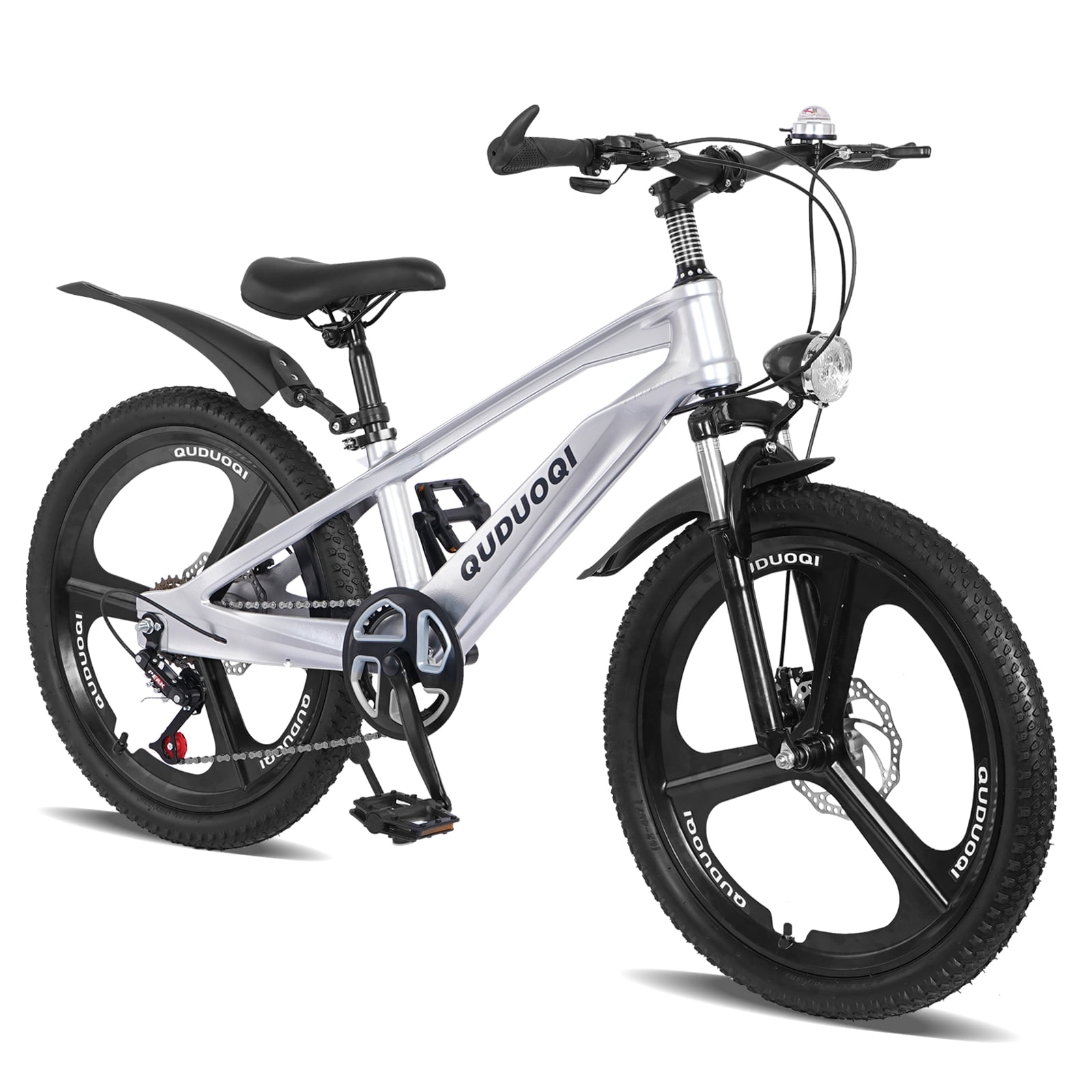 TOPCOMFY Bicycle 20 Inch Mountain Bike 7 Speed Magnesium Alloy Frame One Piece Wheels Lightweight Age 8-12 Outdoor Riding, White