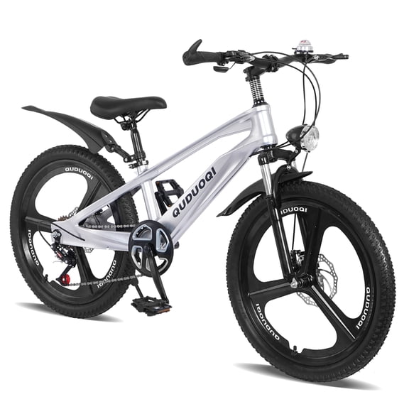 TOPCOMFY Bicycle 20 Inch Mountain Bike 7 Speed Magnesium Alloy Frame One Piece Wheels Lightweight Age 8-12 Outdoor Riding, White