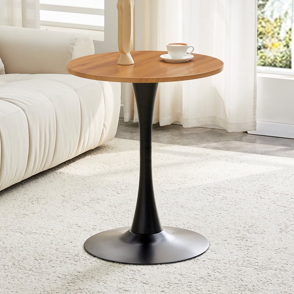 TOPCOMFY Bristol 23.6" Round Dining Table Modern Tabletop Pedestal Base, Mid-Century Accent Table Kitchen, Caf & Dining Room, Wood