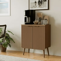 TOPCOMFY Buffet Cabinet, Sideboard Fluted Cabinet Modern Kitchen Buffet Storage Cabinets with Doors and Shelves, Wood Farmhouse Coffee Bar Station for Entryway & Dining Room & Living Room, Walnut