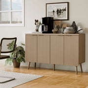 TOPCOMFY Buffet Cabinet with Storage, Multifunctional Storage Cabinet with 4 Doors, Modern Sideboard Buffet Credenzas for Living Room - Natural