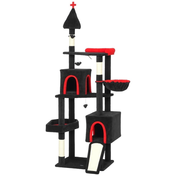TopComfy Cat Tree Tower 78 Inch Cat House with Coffin Bed Multi-Level Play Zones for Cats