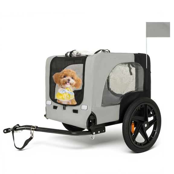 TOPCOMFY Dog Bike Trailer Collapsible Pet Cart All Terrain Wheels Steel Frame Folding Bicycle Wagon for Outdoor Travel