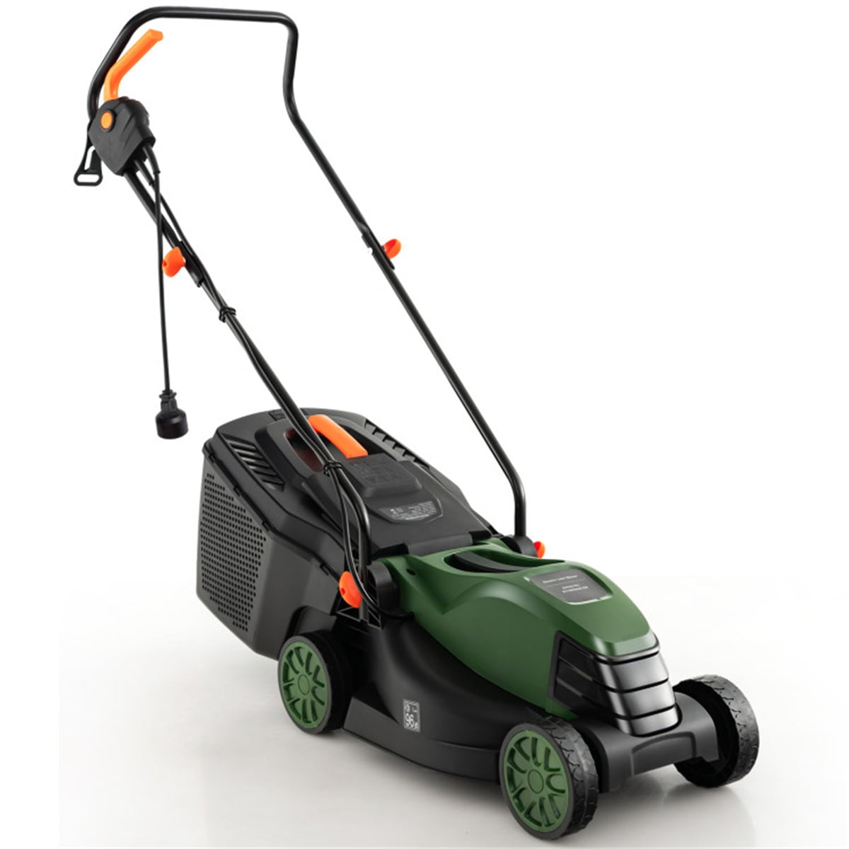 TOPCOMFY Electric Lawn Mower 12 Amp 13.5 Inch Cutting Range 3 Height Adjustment Plastic and Metal Garden Yard