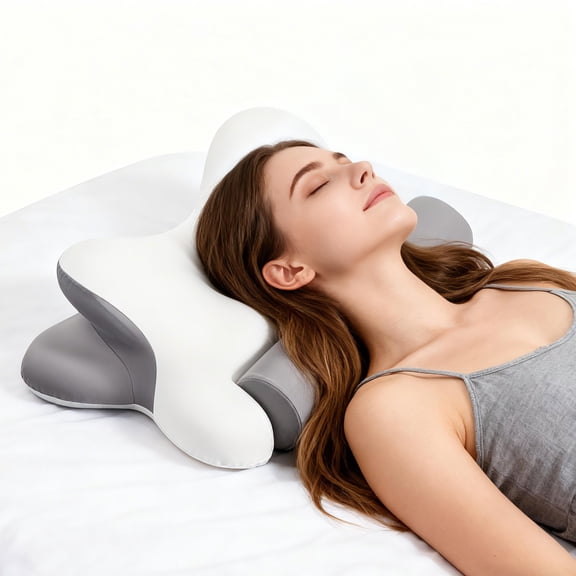 TOPCOMFY Ergonomic Neck Pillow, Cooling Memory Foam for Pain Relief, Dual-Height Design for Comfort, Side, Back, and Stomach Sleepers