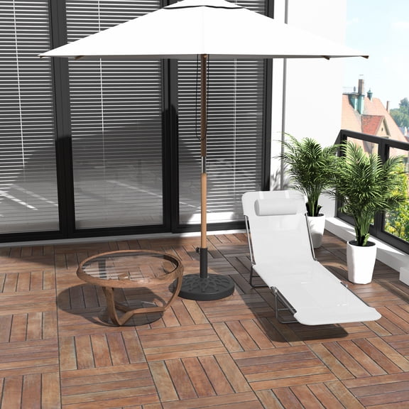 TOPCOMFY Outdoor Chaise Lounge Chair Folding Reclining with Headrest Breathable Mesh Patio Beach Yard Cream White