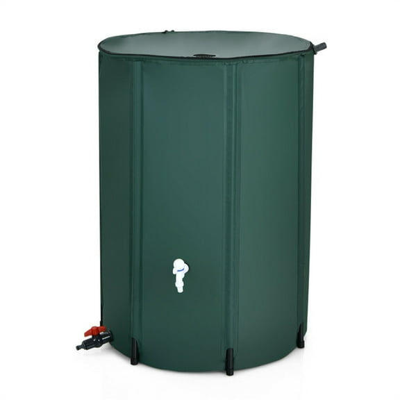 TOPCOMFY Portable Rain Barrel 100 Gallon Water Collector Foldable PVC Mesh Fabric PVC Supporting Poles for Garden Outdoor Use