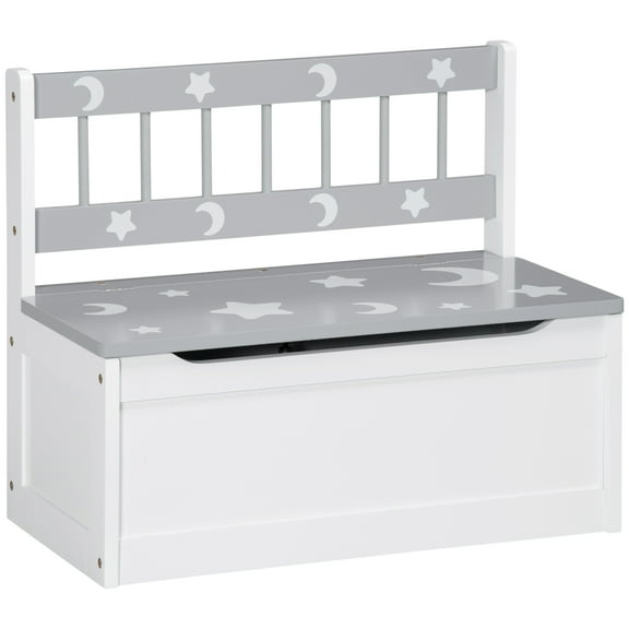 TOPCOMFY Toy Box Storage Bench with Large Interior for Kids Playroom Bedroom Gray