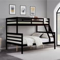 thumbnail image 1 of TOPCOMFY Twin Over Full Bunk Bed with Ladder, Wooden Frame, High Guardrail, No Box Spring Needed, Space-Saving, Espresso, 1 of 4