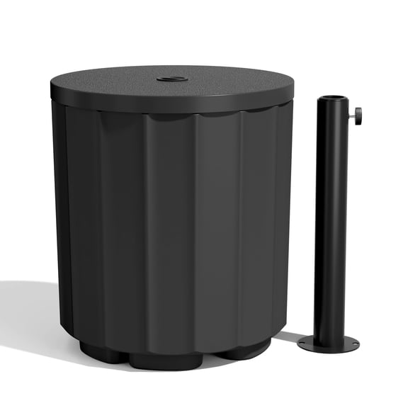 TopComfy Umbrella Base Side Table Outdoor Patio Table with Umbrella Hole for Porch/Patio Durable HDPE & Easy Assembly Modern Coffee, Picnic or Poolside Table, Black