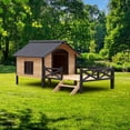 thumbnail image 1 of TOPCOMFY Wooden Dog House Cabin Style with Porch Fir Wood Waterproof Paint Easy Assembly Outdoor Large Dog Kennel, 1 of 5