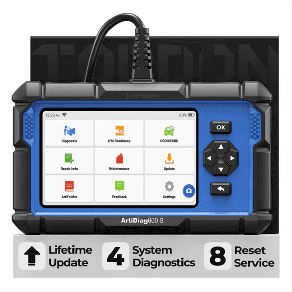 Topdon 5-inch Scan Tool - PCM/TCM/ABS/SRS Lifetime Updates 8 Service Functions