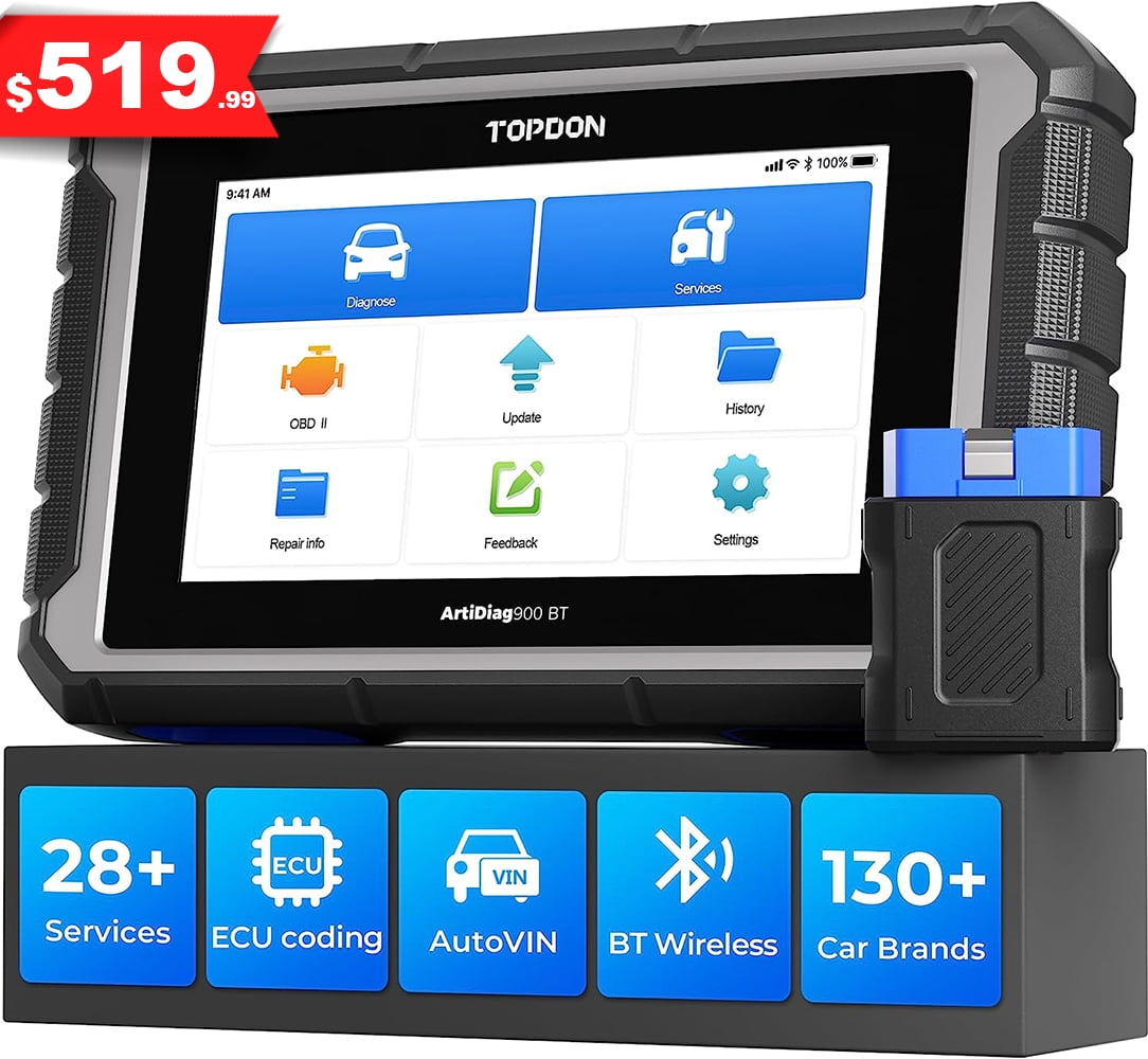 TOPDON AD900BT OBD2 Scanner Bidirectional Car Diagnostic Scan Tool All  System Diagnoses with ECU Coding, 28+ Services, 2 Years Free Update 