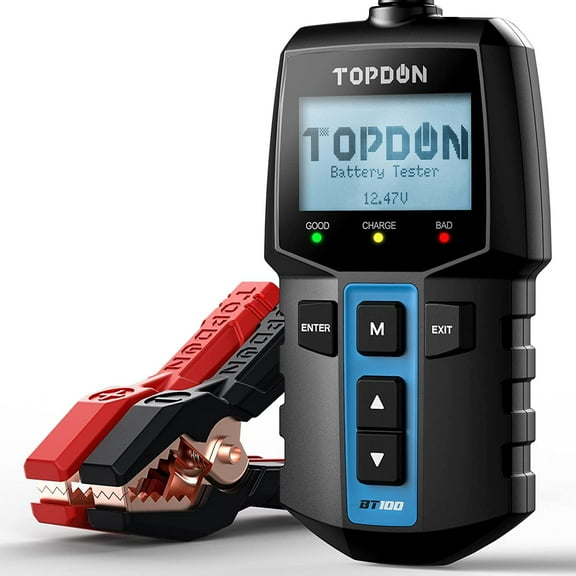 TOPDON BT100 12V Car Battery Tester - 100-2000 CCA Load Analyzer for Cars, Trucks, Motorcycles, RVs, Boats