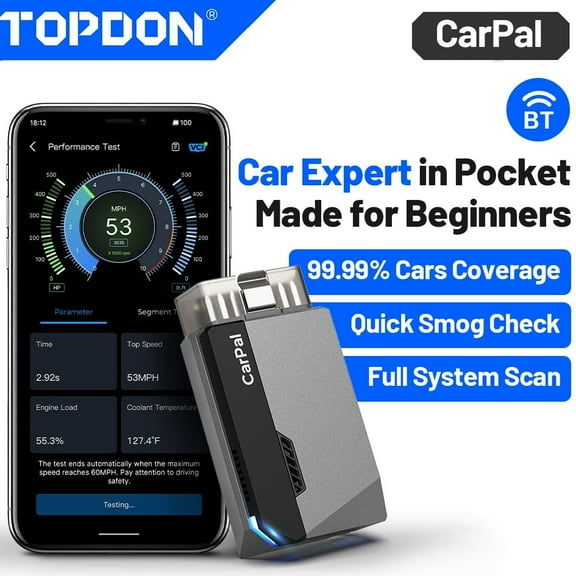 TOPDON Carpal OBD2 Scanner Code Reader Bluetooth, Vehicle Health Check, 6 Maintenance Services,All System OBD2 Scanner for iOS & Android, 1 Yr Free Updates