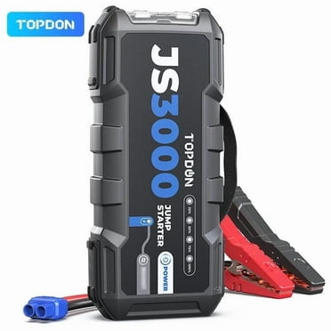 Topdon JS3000 12V 3000A Battery Booster Jump Starter for Up to 9L Gas/ 7L Diesel Engines, Portable Car Battery Charger with Handle Jumper Cable & EVA Protection Case
