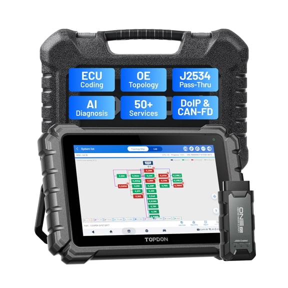TOPDON ONE Bidirectional Scan Tool, 10.1" OBD2 Scanner with J2534 Pass-Thru and ECU Coding, Over 50 Resets, Topology Mapping Car Diagnostic Tool for All Vehicles