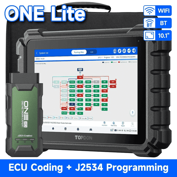 TOPDON ONE Lite Bi-Directional OBD2 Scanner, One-click ECU C0ding, OE-level topology and TopFix AI, All System Diagnostics