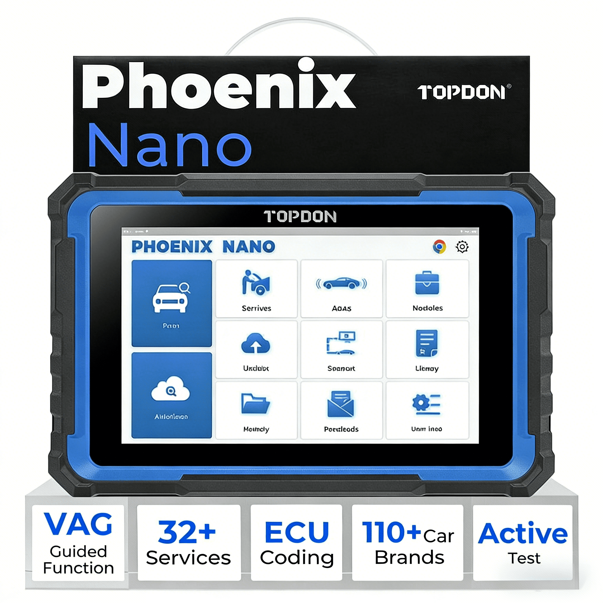 TOPDON Phoenix Nano Bidirectional Scan Tool, FCA AutoAuth, 32+  Functions, Automotive All Systems Diagnosis for Car, Free Updates for 2 Years