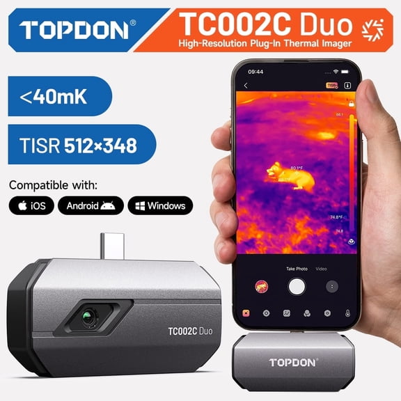 TOPDON TC002C Duo Thermal Imaging Camera for iPhone, iPad, Android USB-C Universal,Portable Heat Detector for Home & Professional Use