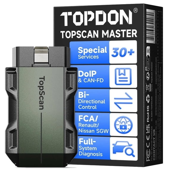 TOPDON TopScan Master Wireless OBD2 Scanner, Bidirectional Diagnostic Tool for iOS and Android, Supports FCA AutoAuth, All System Scan