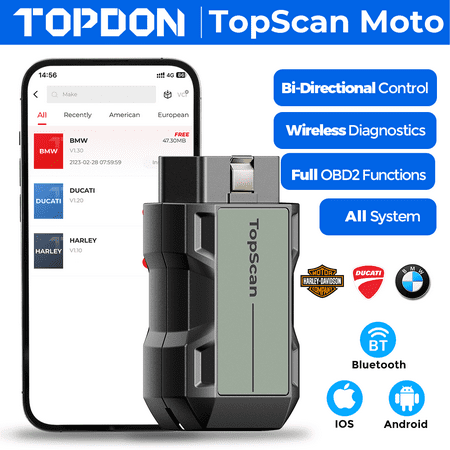 TOPDON TopScan Moto Motorcycle Scanner,AutoVIN & Reset Services Motorcycle Diagnostic Scan Tool