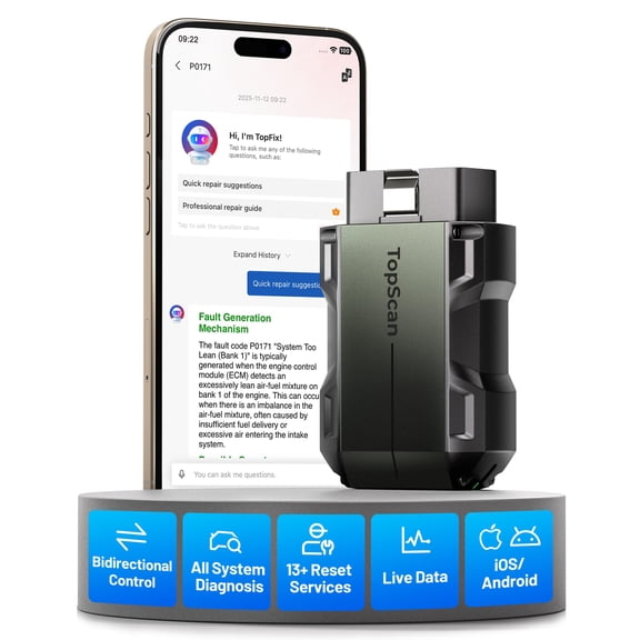 TOPDON TopScan Pro OBD2 Scanner Bluetooth, Bi-Directional Scan Tool for iPhone & Android with All System, 13+ Hot Reset Car Scanner, FCA AutoAuth, CAN-FD, AI Assistant, Upgraded TopScan Code Reader