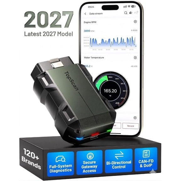 TOPDON Topscan Master OBD2 Scanner Bluetooth, 2026 Wireless Bidirectional Scan Tool, All System Diagnostic Tool for iOS & Android, 30+ Resets, FCA AutoAuth, CAN-FD/DoIP, Upgraded Version of TopScan