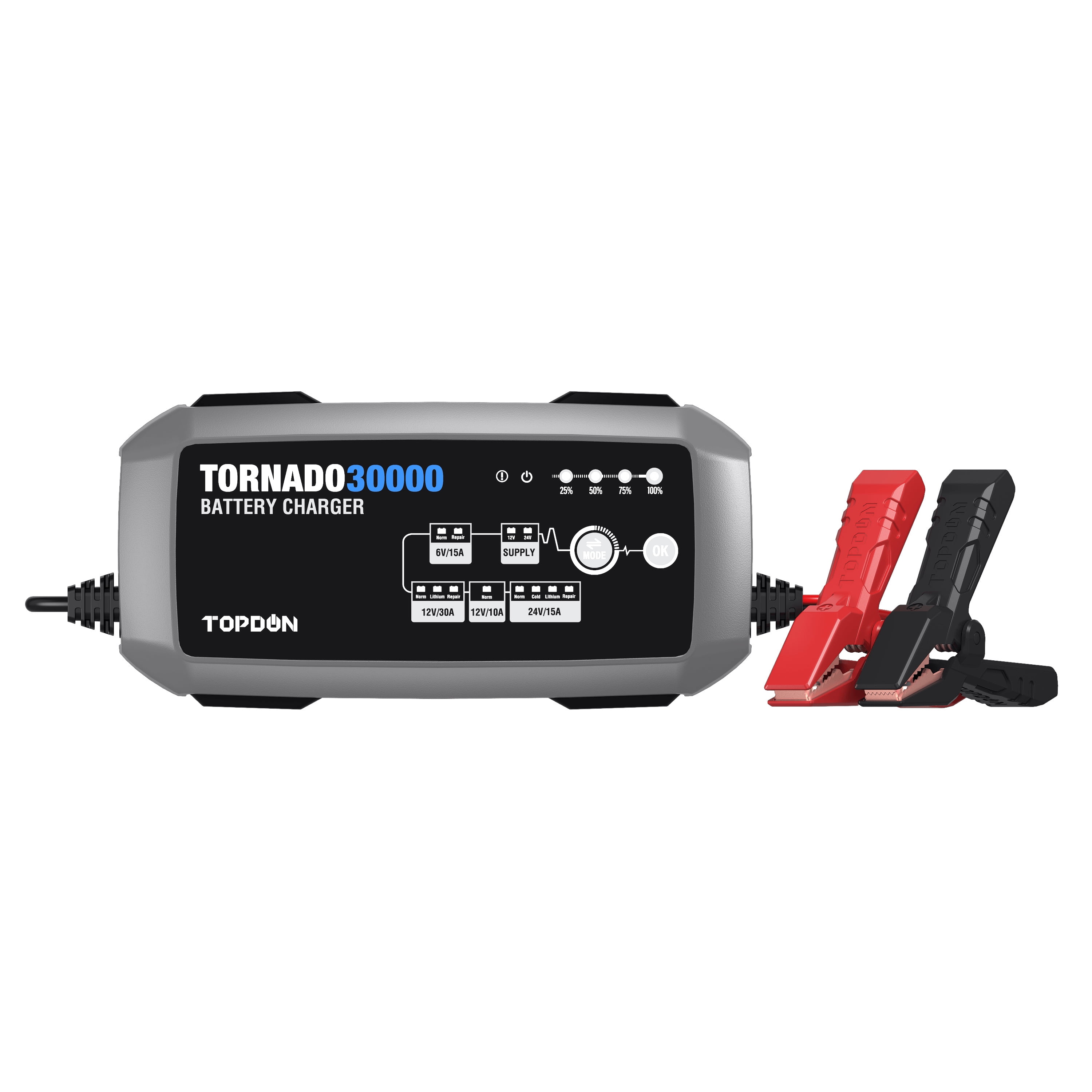 TOPDON Tornado30000 - 30A Smart Charger and Power Supply 12V/24V, Lithium