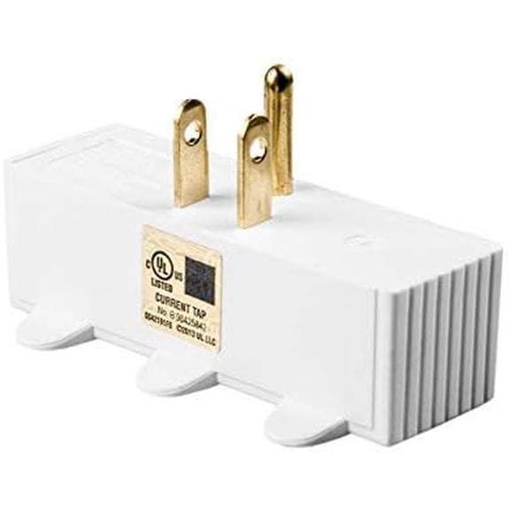 TOPELE 3-Outlet Tap, AC Power Grounded Wall Adapter With Triple Plug, White, UL Listed