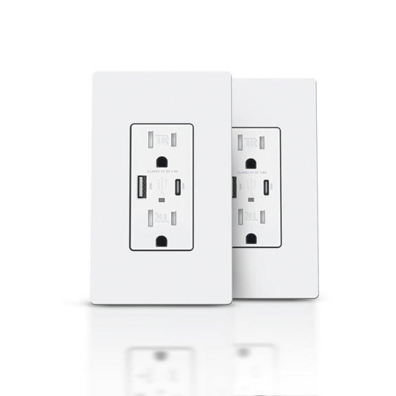 TOPELER 15A USB Wall Outlet with 30W USB-A&C Charge,Tamper-Resistant Receptacle with Screwless Plate, ETL & FCC Certified for Home/Office/Commercial Use