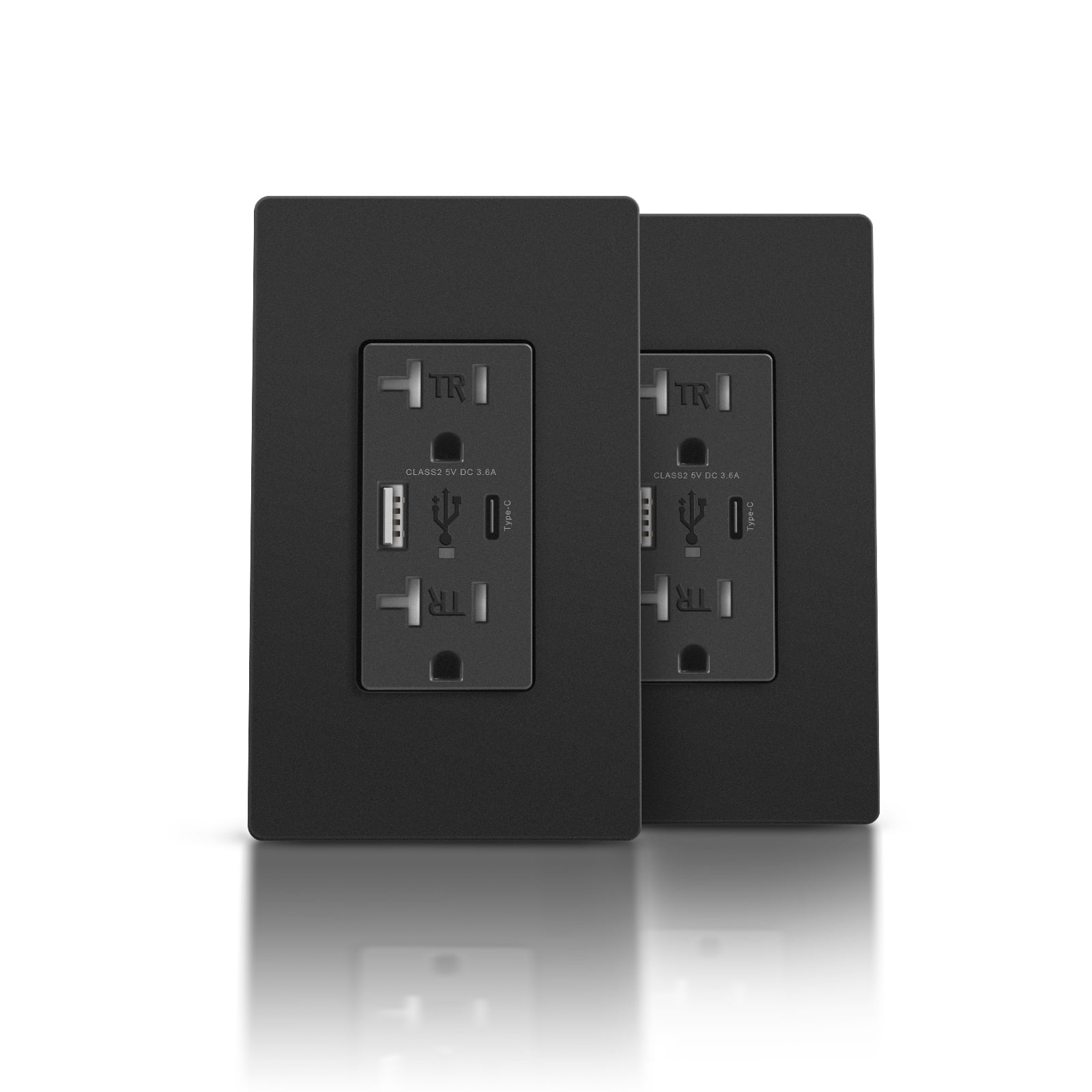 TOPELER Charger Wall Outlet, USB Receptacle with Type A & Type C USB Ports, 4.8A 20 Amp Duplex Tamper Resistant Receptacle, Screwless Wall Plate Included, ETL Listed & FCC Approval