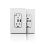 TOPELER USB Charger Wall Outlet, 6.0Amp 30W USB Electrical Socket with USB A/C Ports, 20A Duplex Tamper Resistant Receptacle Plug, Screwless Plate Include, UL & FCC Listed, 2 Pack, White