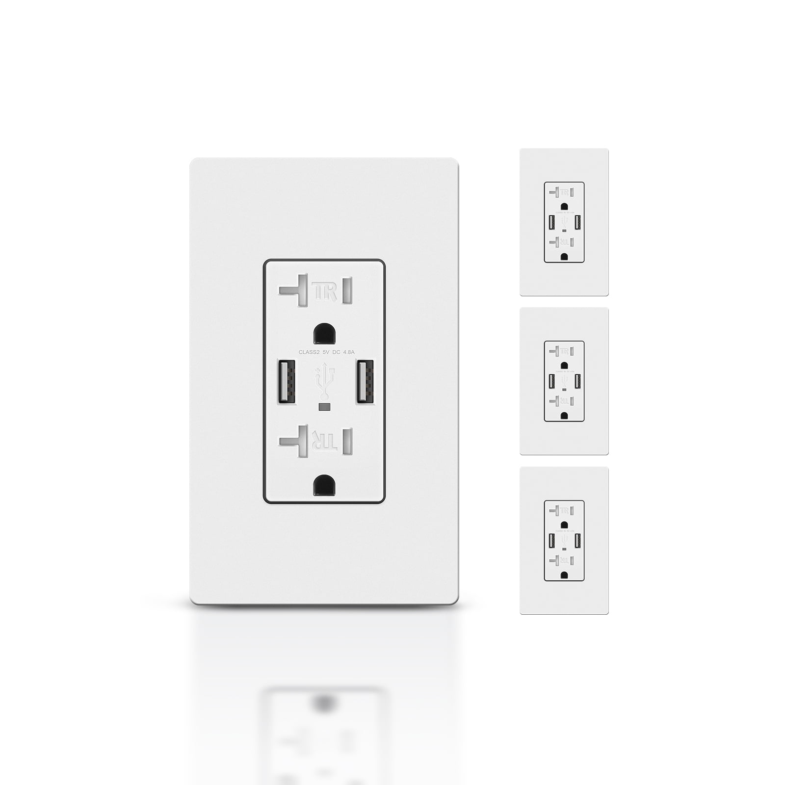 TOPELER 20-Pack 20A Tamper-Resistant Outlets - Self-Grounding Duplex Receptacles, UL Listed, White