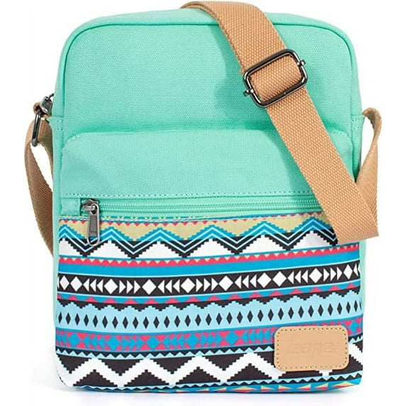 TOPERIN 2 PCS Small Canvas Crossbody Sling Shoulder Bag and Purse Set Teal-W