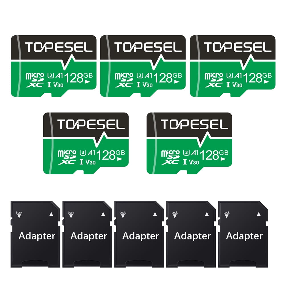 128gb Micro Sd Card Sdhc Tf Class 10 With Adapter TOPESEL 128GB Micro SD Card with Adapter 5 Pack A1 V30 U3 Class 10