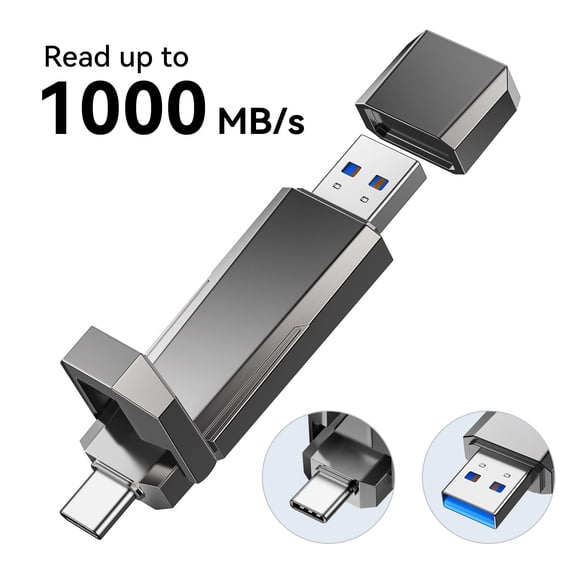 TOPESEL 1TB USB Solid State Drive USB 3.2 Gen 2 Up to 1000MB/s USB A Type C Portable External SSD