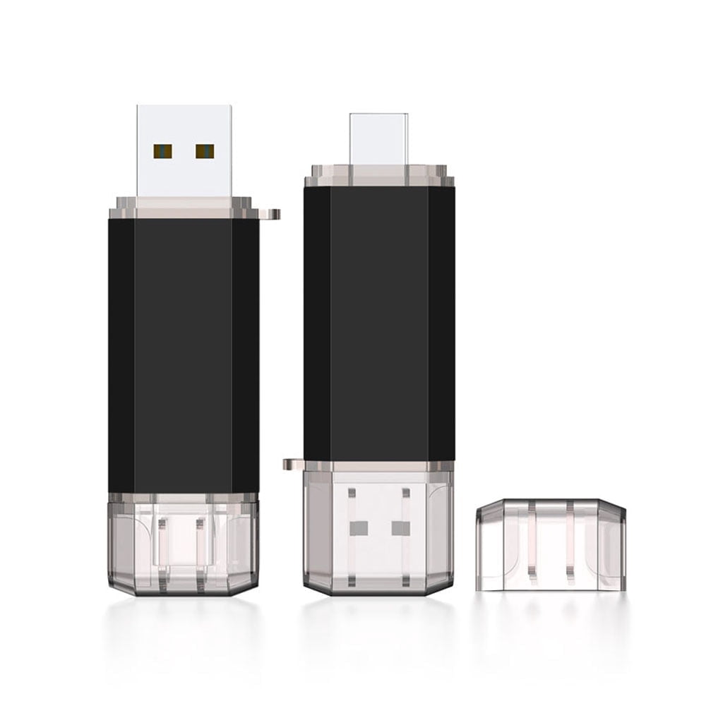TOPESEL 2 Pack USB C Flash Drive 32GB 2 in 1 USB 3.0 & USB Type C Thumb Drive Black