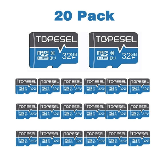 TOPESEL 20 Pack 32G microSDHC Memory Card High Speed TF Card Class10 UHS-I Memory Card for Phone Camera Blue