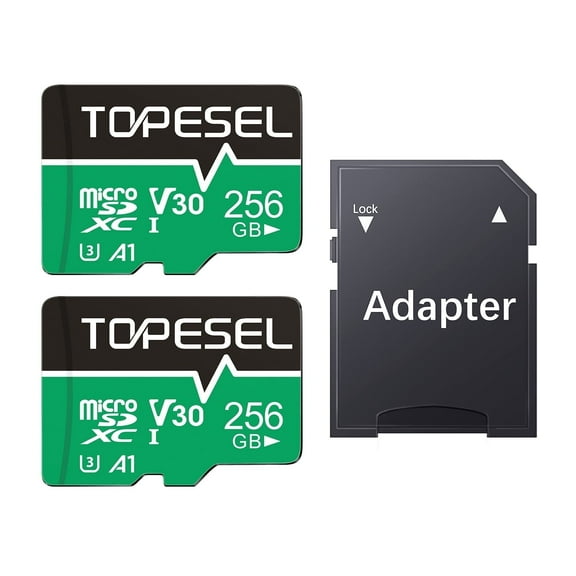 TOPESEL 256GB microSDXC Memory Card 2 Pack Micro SDXC TF Card with Adapter High-Speed Memory Card
