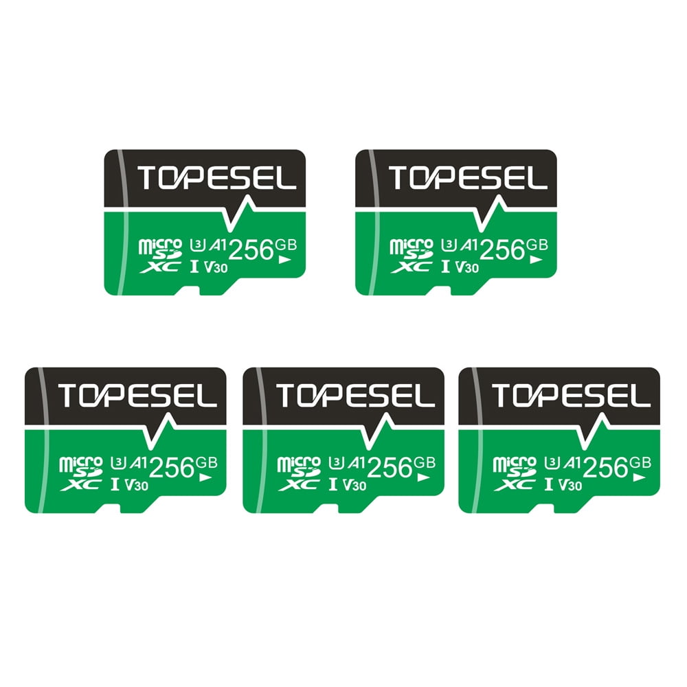 TOPESEL 5 Pack 256GB Micro SD Card A1 V30 U3 Class 10 TF Cards High