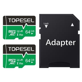 TOPESEL 64GB microSDXC Memory Card 2 Pack Memory Cards U3 V30 Micro SDXC UHS-I TF Cards