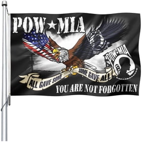 TOPFLAGS 3' x 5' American Pow Mia Eagle Flags 3x5 Outdoor- Durable Heavy Duty All Gave Some Gave All You are Not Frgotten Veterans Military Flag Banner with 2 Grommets