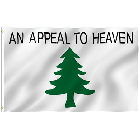 TOPFLAGS 3x5 Foot an Appeal to Heaven Flag - Vivid Color and Fade Proof - Canvas Header and Double Stitched - Pine Tree Flags Polyester with Brass Grommets 3 X 5 Ft